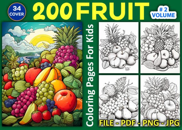 200 Fruit Coloring Pages for Kids V-2