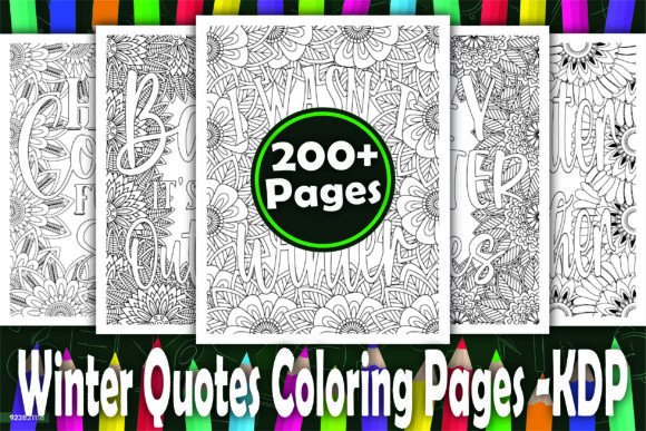200 Winter Quotes Coloring Pages -KDP