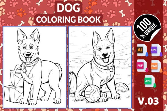 Cute Dog Coloring Pages for Kids V03
