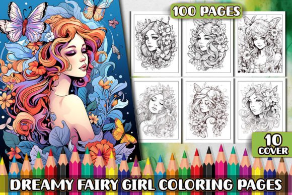 Dreamy Fairy Girl Coloring Pages for KDP
