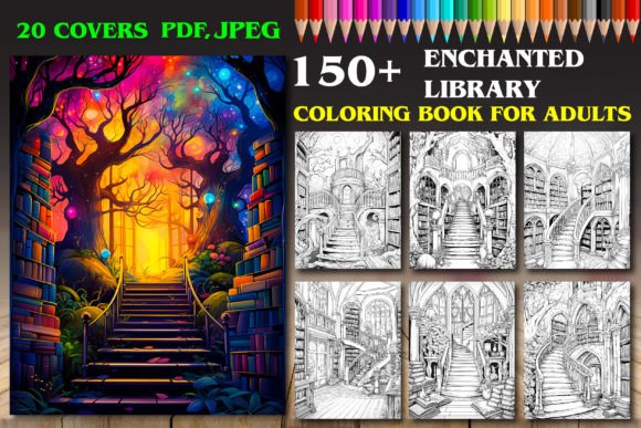 Enchanted Library Coloring Pages