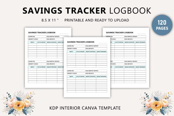 Free Savings Tracker Logbook Canva