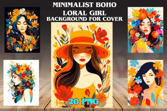 Minimalist Boho Floral Girl Backgrounds
