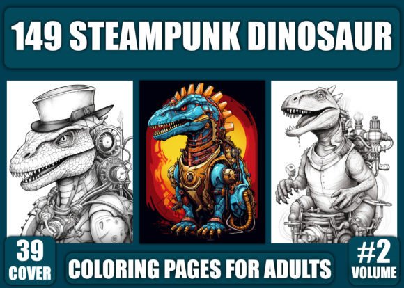 Steampunk Dinosaur Coloring Pages - KDP